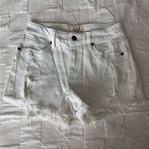 Women's White Distressed Shorts
